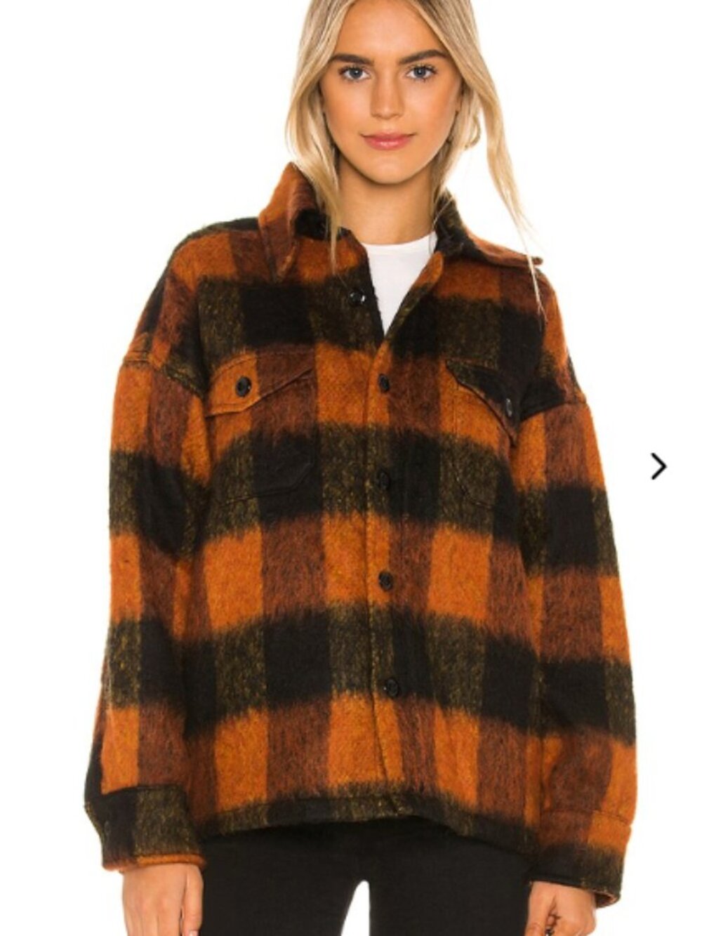 Anine Bing Samone plaid mohair shacket jacket Small